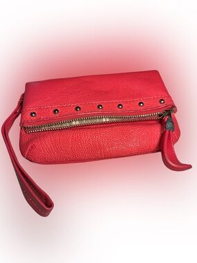 Jennifer Lopez Red Zip-Top Studded Wristlet